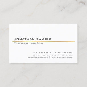 Tarjeta De Visita Moderno llano blanco de moda rayada oro del diseño