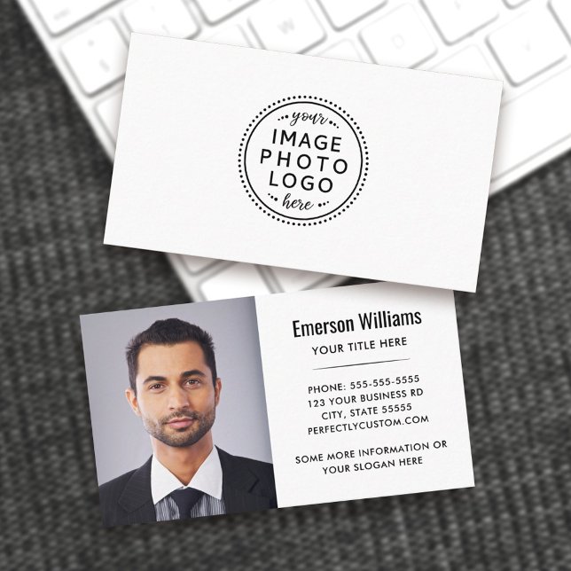 Tarjeta De Visita Moderno logo de foto personalizado mínimo blanco (Subido por el creador)