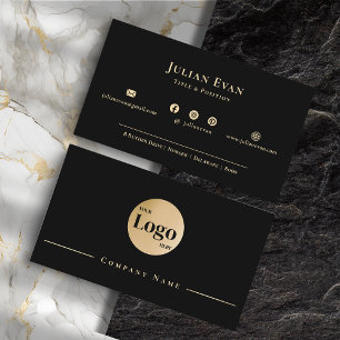 Tarjeta De Visita Moderno logotipo de negocios Black Gold Luxe Profe
