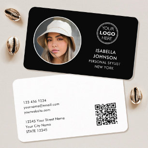 Tarjeta De Visita Moderno logotipo fotográfico Minimalista Código QR