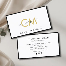 Tarjeta De Visita Moderno lujo chic firma de guión negro oro