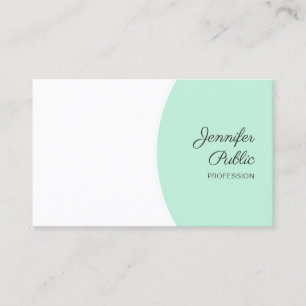 Tarjeta De Visita Moderno manuscrito personalizado elegante Mint Gre