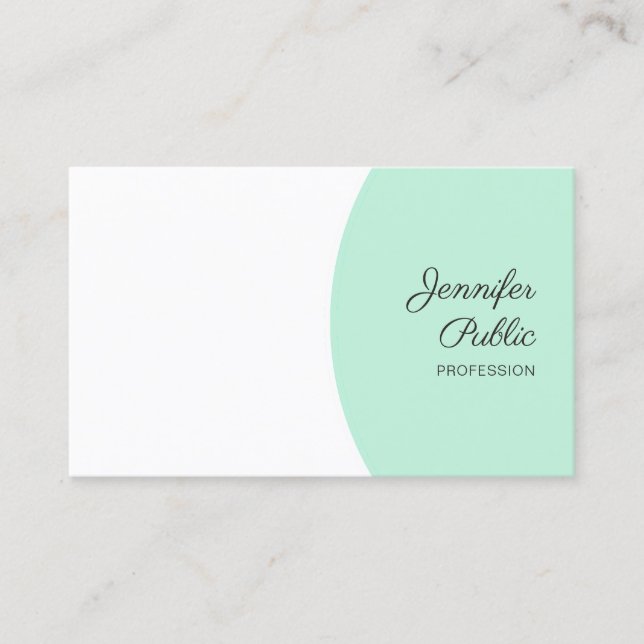 Tarjeta De Visita Moderno manuscrito personalizado elegante Mint Gre (Anverso)