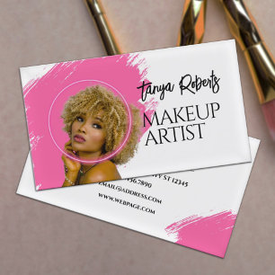 Tarjeta De Visita Moderno maquillaje blanco rosa
