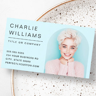 Tarjeta De Visita Moderno marco de fotos de arco azul acuático mínim