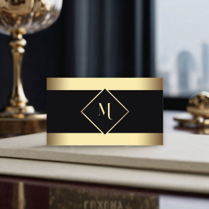Tarjeta De Visita Moderno marco dorado de estilo negro