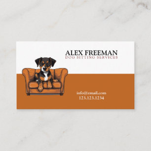 Tarjeta De Visita Moderno, marrón y blanco sofás con canapé de perro