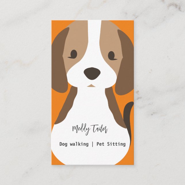 Tarjeta De Visita Moderno mascota de paseo por perros sentada tarjet (Anverso)