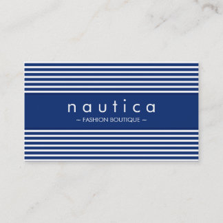Tarjeta De Visita MODERNO MINIMAL a rayas náuticas azul marino blanc