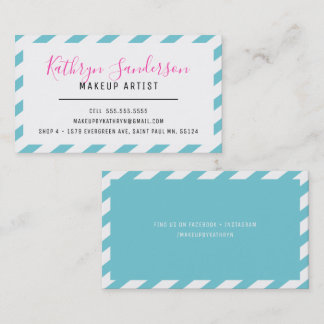 Tarjeta De Visita MODERNO MINIMAL BORDE turquesa azul rosa blanco