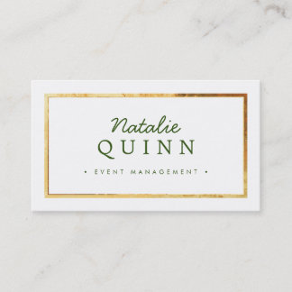 Tarjeta De Visita MODERNO MINIMAL elegante borde dorado verde oscuro