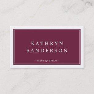 Tarjeta De Visita MODERNO MINIMAL elegante borde tipo burdeos blanco