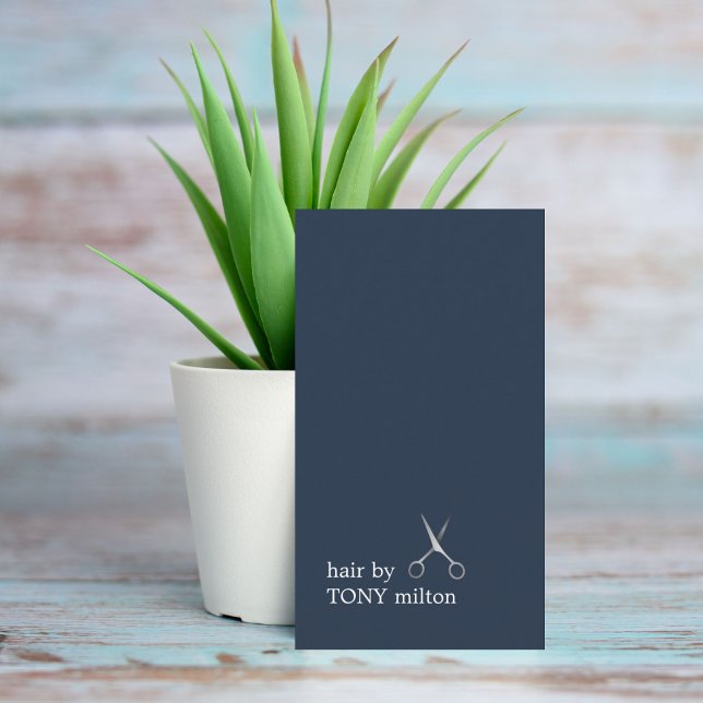 Tarjeta De Visita Moderno Minimal Oscuro Faux Blue Faux Silver Hairs (Subido por el creador)
