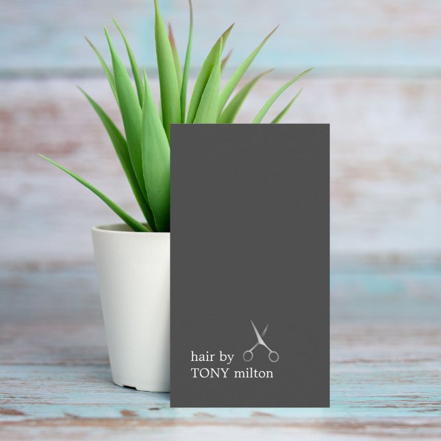 Tarjeta De Visita Moderno Minimal Oscuro Gris Faux Silver Hairstylis (Subido por el creador)