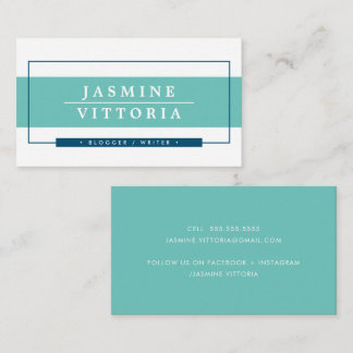 Tarjeta De Visita MODERNO MINIMAL simple borde jade banda marina