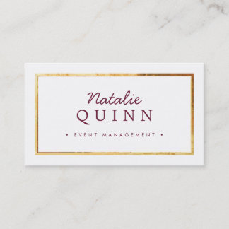Tarjeta De Visita MODERNO MINIMAL super elegante borde dorado burgun