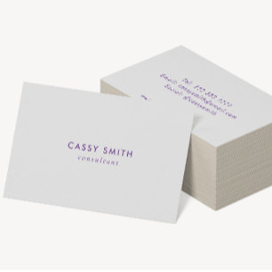 Tarjeta De Visita Moderno Minimal Verde azulada Purple Profesional