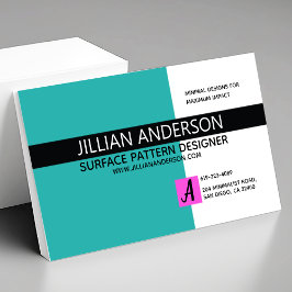 Tarjeta De Visita Moderno Minimalista Aqua Negro
