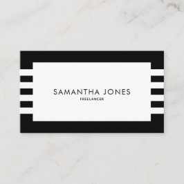 Tarjeta De Visita Moderno Minimalista Black Stripes White Freelancer