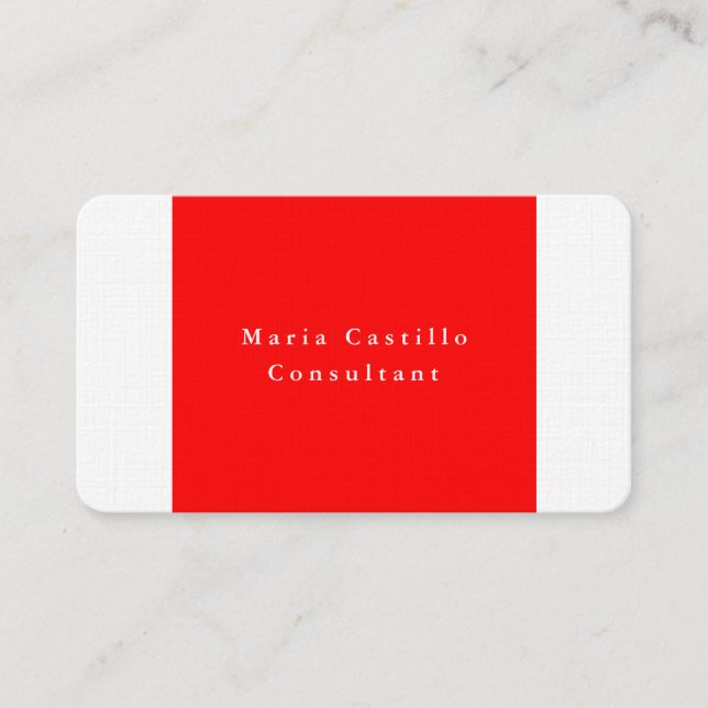 Tarjeta De Visita Moderno Minimalista blanco rojo elegante (Anverso)