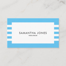 Tarjeta De Visita Moderno Minimalista Blue White Stripes Freelancer