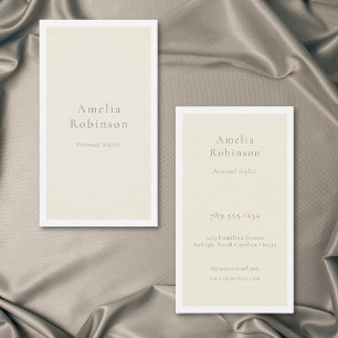 Tarjeta De Visita Moderno Minimalista Elegante Crema Marfil Profesio