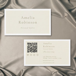 Tarjeta De Visita Moderno Minimalista Elegante Marfil Crema Profesio
