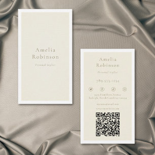 Tarjeta De Visita Moderno Minimalista Elegante Marfil Crema Profesio