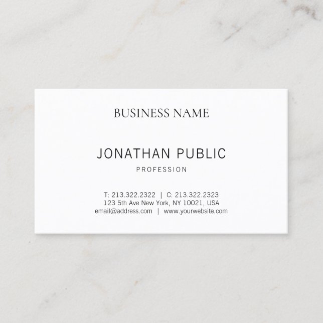 Tarjeta De Visita Moderno minimalista elegante profesional (Anverso)