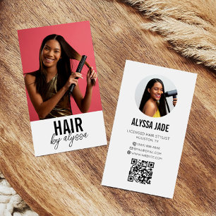 Tarjeta De Visita Moderno Minimalista Foto Imagen Código QR Personal