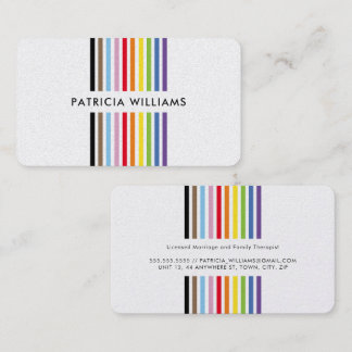 Tarjeta De Visita MODERNO MINIMALISTA franja colorida arcoíris orgul