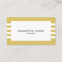 Tarjeta De Visita Moderno Minimalista Gold White Stripes Freelancer