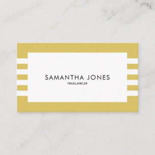 Tarjeta De Visita Moderno Minimalista Gold White Stripes Freelancer