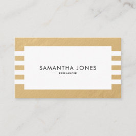 Tarjeta De Visita Moderno Minimalista Gold White Stripes Freelancer
