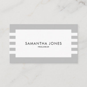 Tarjeta De Visita Moderno Minimalista Gris White Stripes Freelancer