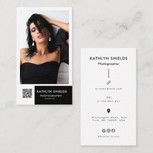 Tarjeta De Visita Moderno Minimalista Negro Blanco  fotografía Verti