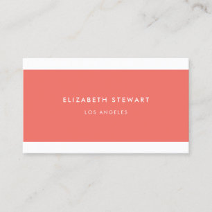 Tarjeta De Visita Moderno Minimalista Profesional Coral Rojo y Blanc