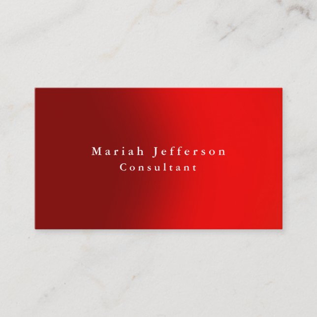 Tarjeta De Visita Moderno Minimalista rojo elegante profesional (Anverso)