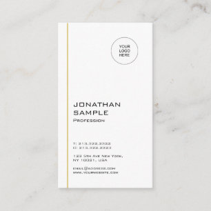 Tarjeta De Visita Moderno Minimalista Tendencia Cool Oro Blanco Vert