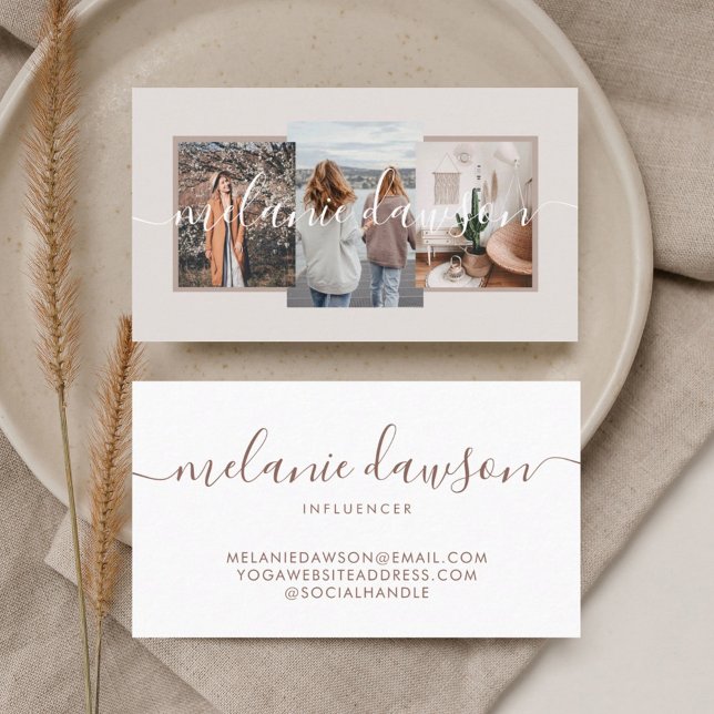 Tarjeta De Visita Moderno Mínimo 3 Foto Influencia Social Tan (Subido por el creador)