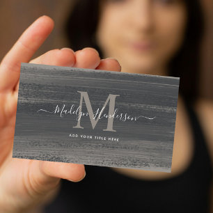 Tarjeta De Visita Moderno Mínimo Cepillo Gris Oscuro Estroques