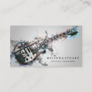 Tarjeta De Visita Moderno Mínimo Chic Músico Profesor de Guitarra