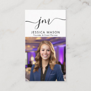 Tarjeta De Visita Moderno Mínimo Script Profesional Monograma Foto