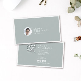 Tarjeta De Visita Moderno Mínimo Simple Profesional Código QR Foto