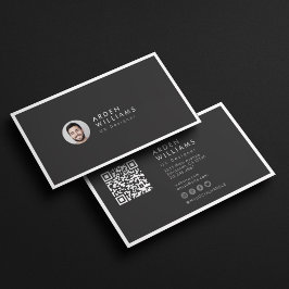 Tarjeta De Visita Moderno Mínimo Simple Profesional Código QR Foto