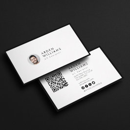 Tarjeta De Visita Moderno Mínimo Simple Profesional Código QR Foto