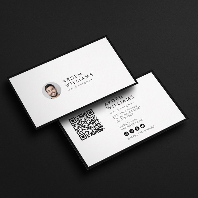 Tarjeta De Visita Moderno Mínimo Simple Profesional Código QR Foto (Subido por el creador)