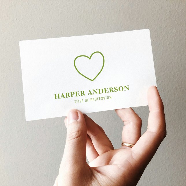 Tarjeta De Visita Moderno Mínimo Verde Corazón Eco Profesional (Subido por el creador)