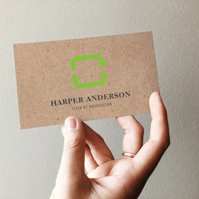 Tarjeta De Visita Moderno Mínimo Verde Eco Recycle Profesional (Subido por el creador)