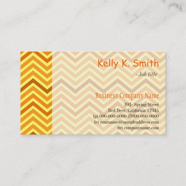 Tarjeta De Visita Moderno, moderno, brillante y soleado chevron amar (Anverso)